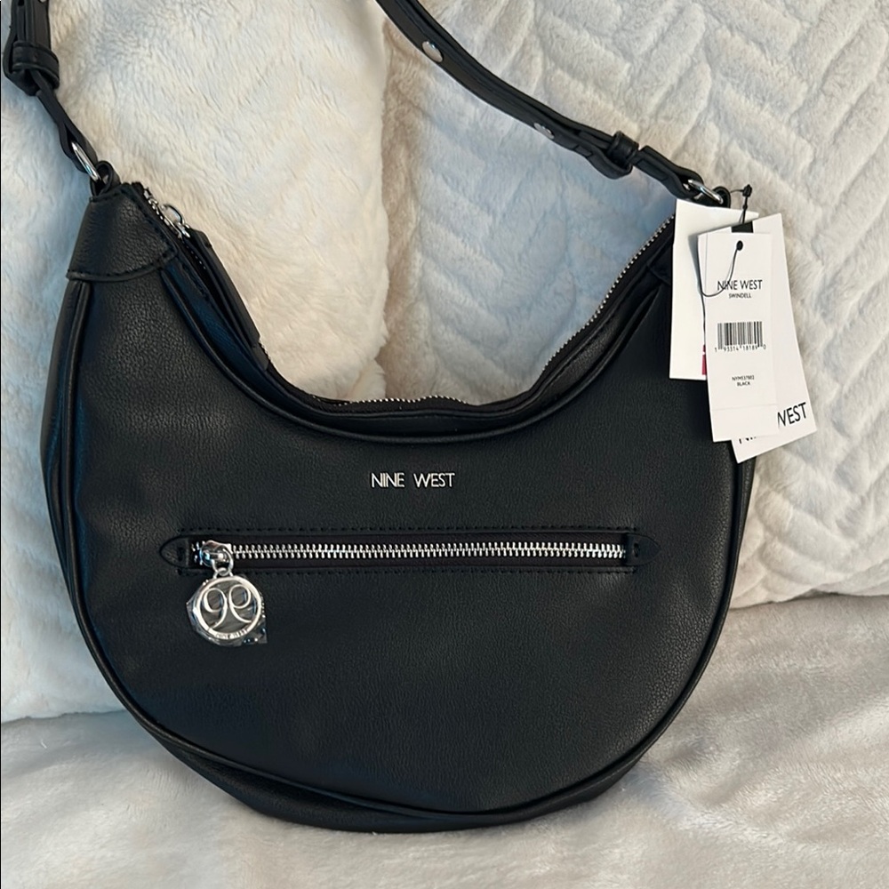 Nine West Black Hobo Bag Sleek Minimalist Design